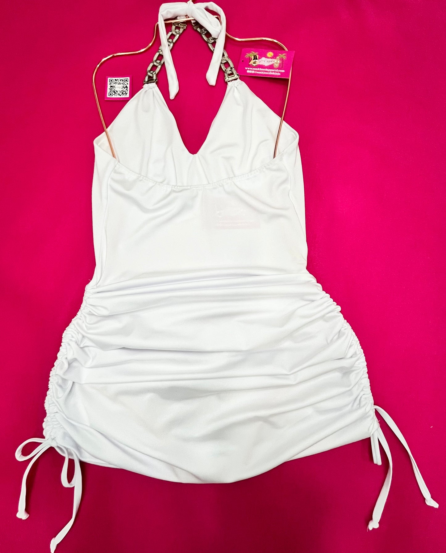 Satin White Halter Dress