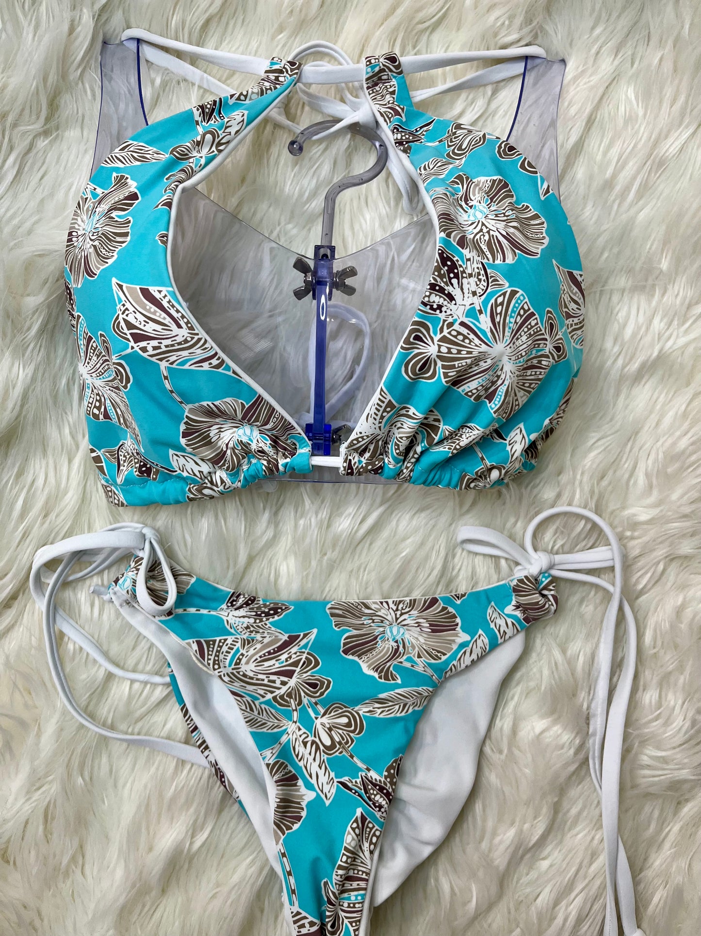 Light blue tropical print Bikini