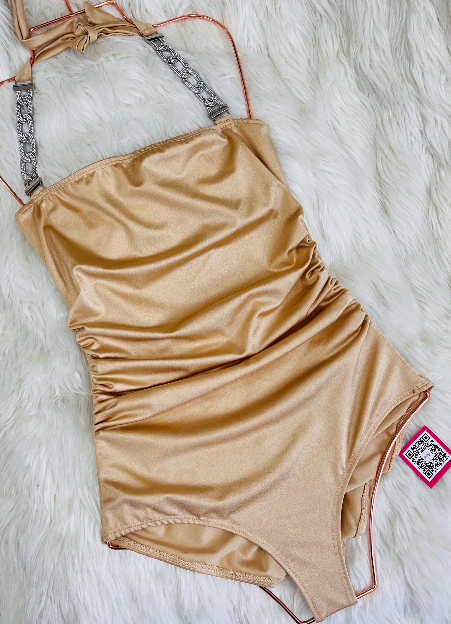 Gold Halter One-Piece Swimsuit