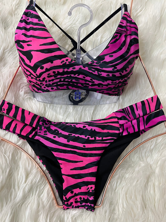 Hot pink zebra print Bikini