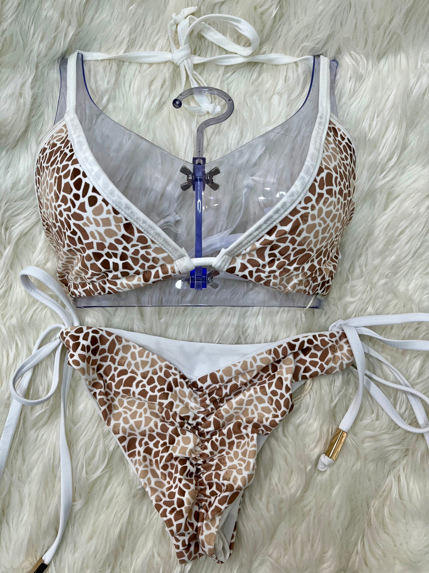 White with sand print Bikini