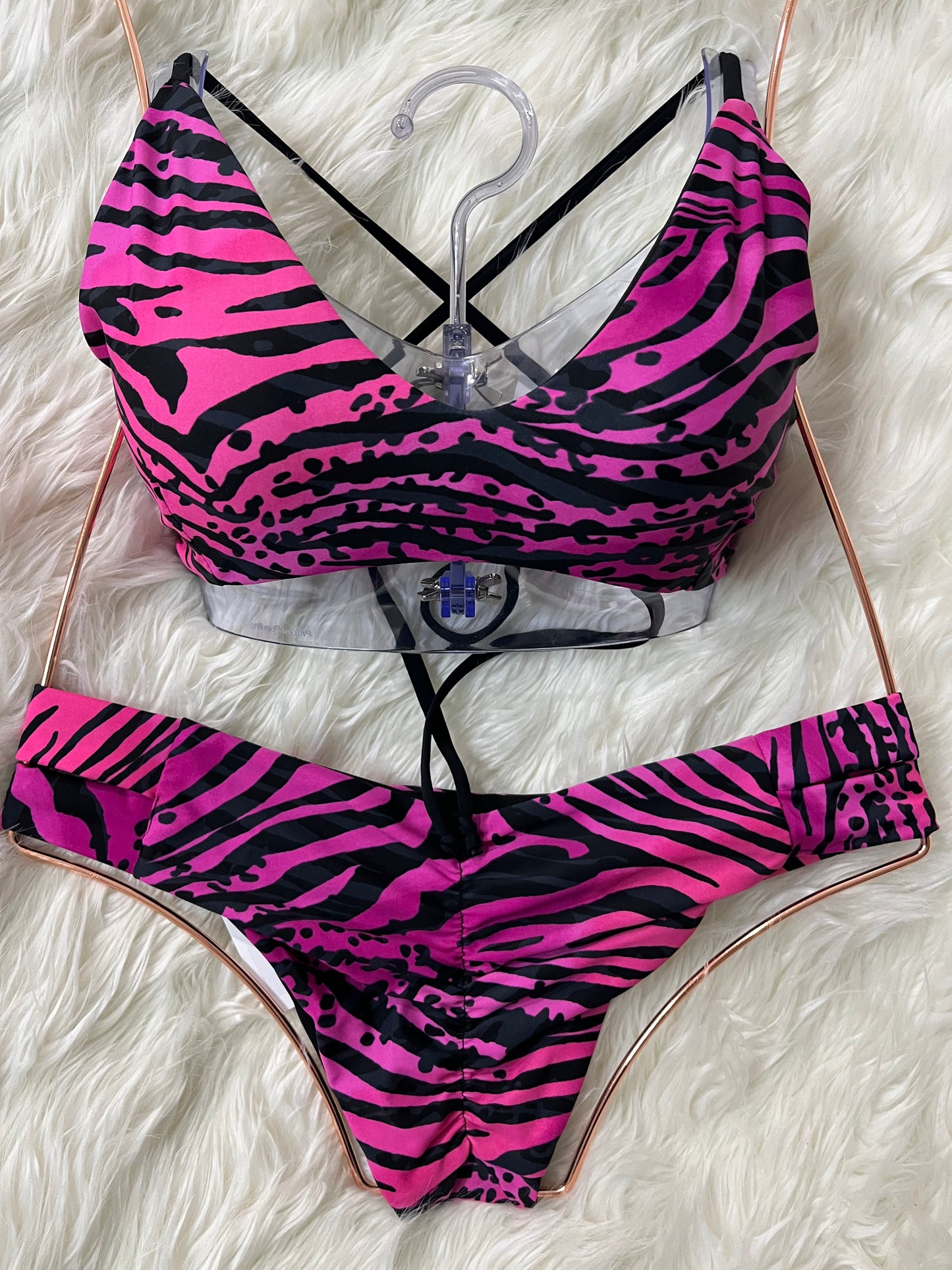 Hot pink zebra print Bikini