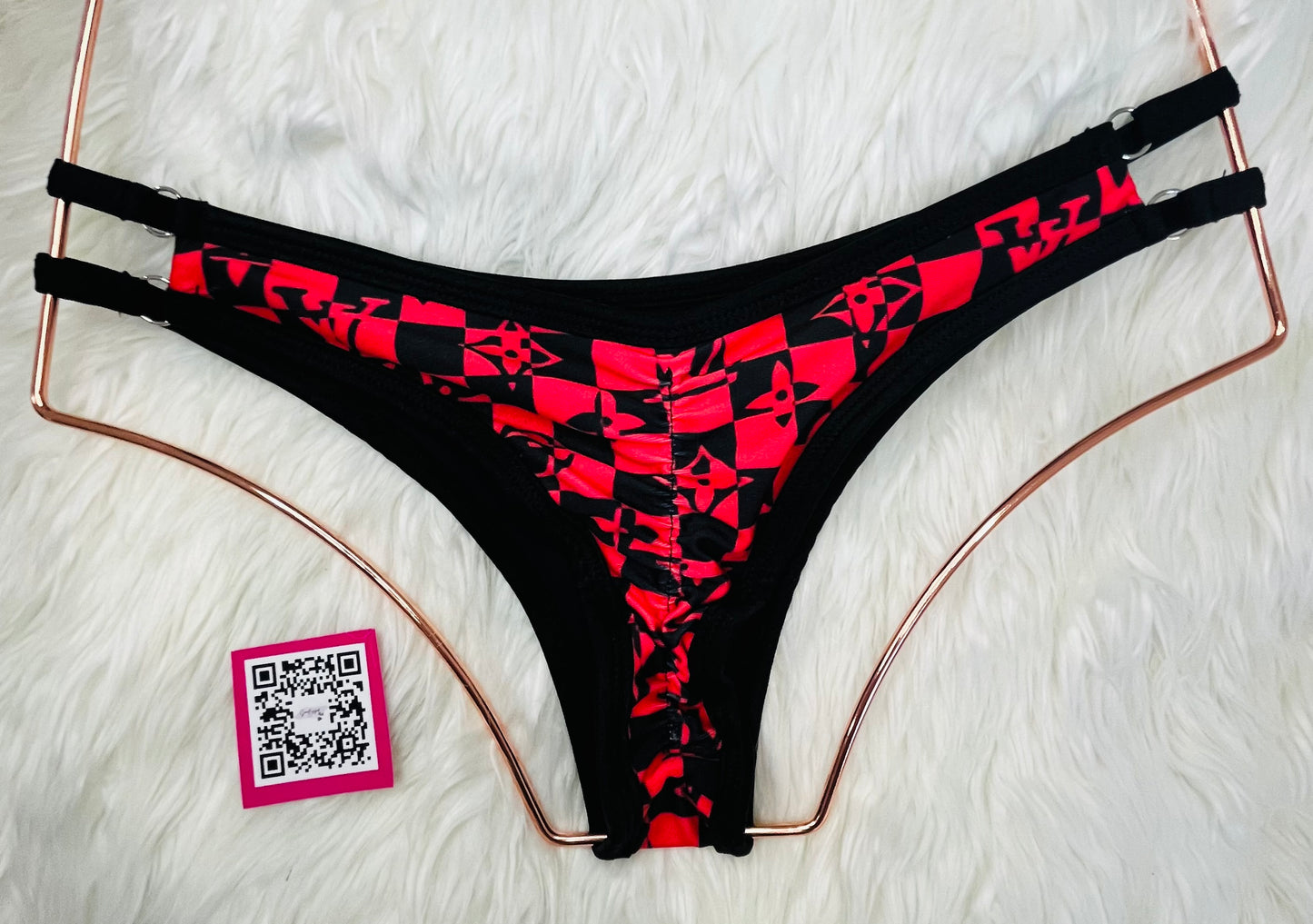 Red and Black LV Checker Bikini