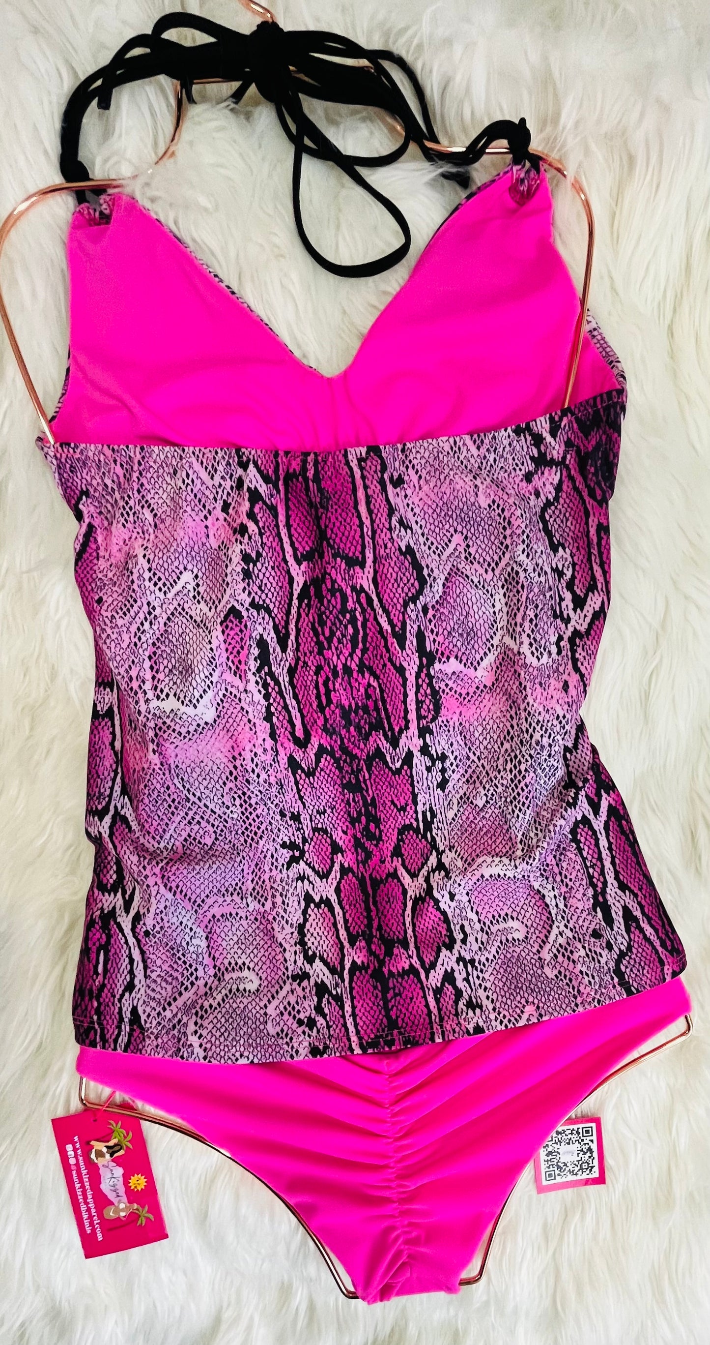 Pink Snake print Tankini