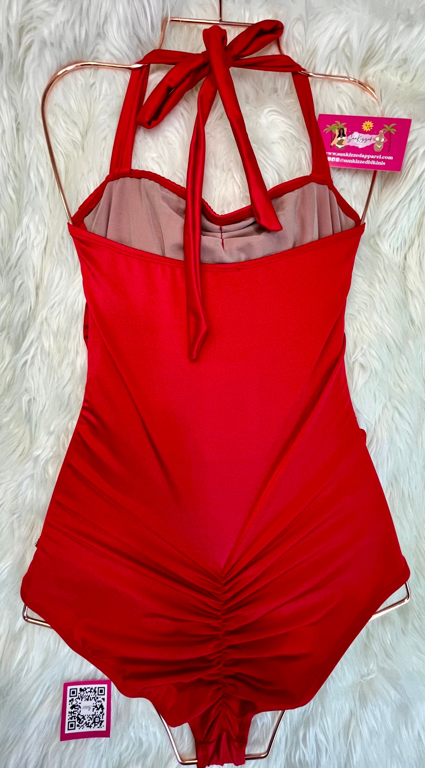 Satin Red One-Piece Swimsuit