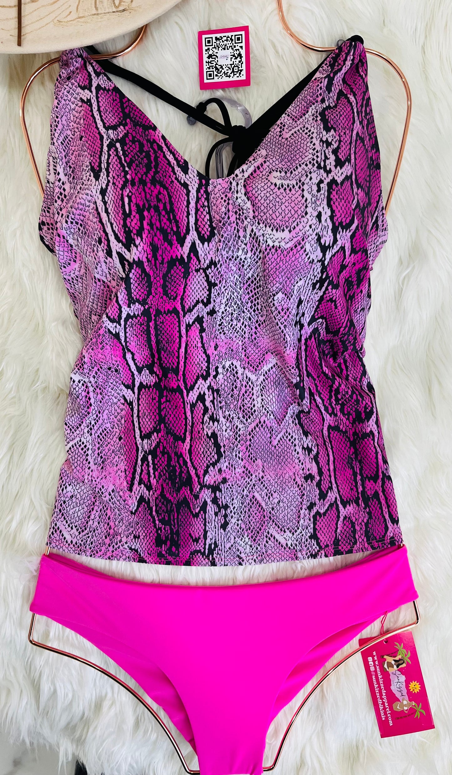 Pink Snake print Tankini