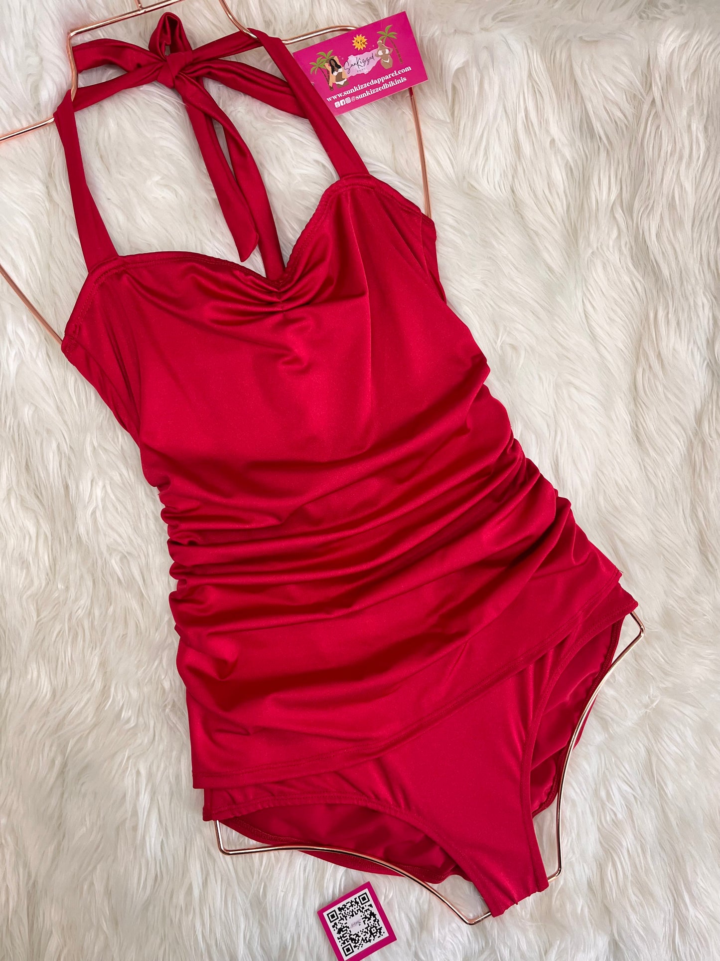 Satin Red One-Piece Swimsuit