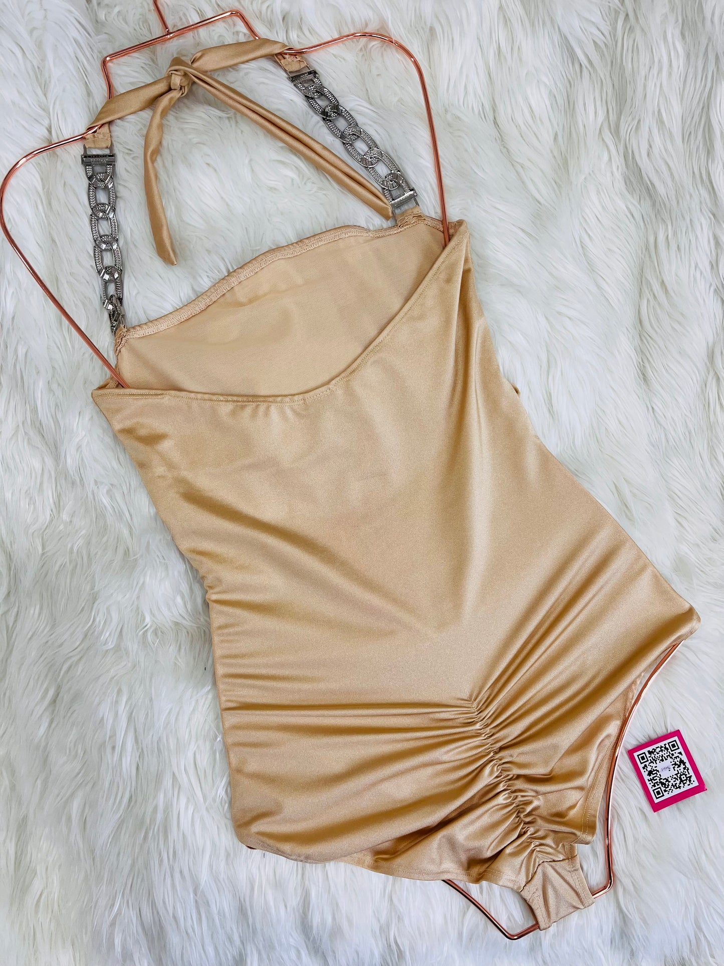 Gold Halter One-Piece Swimsuit