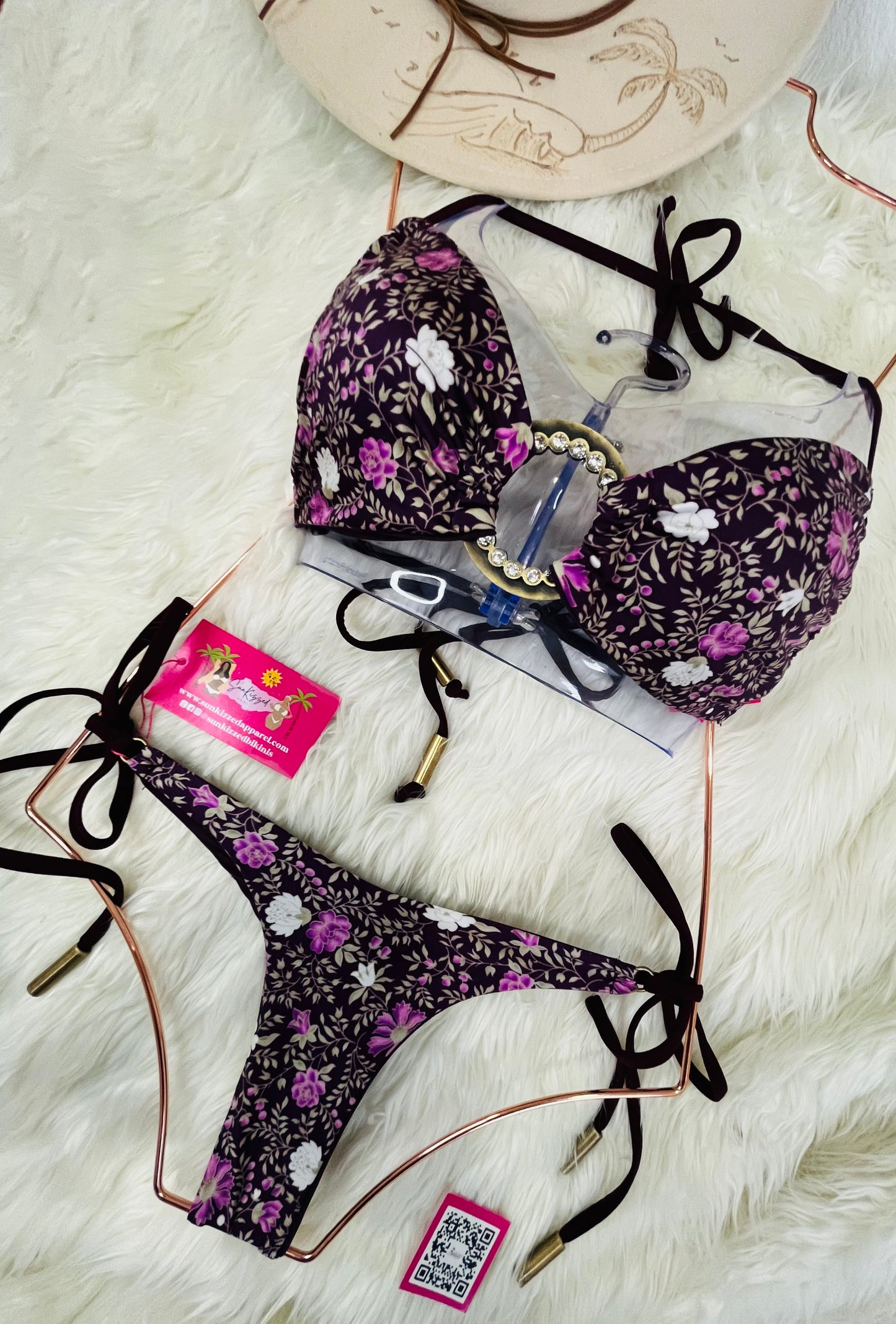 Purple Flower print Bikini