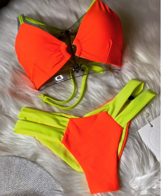 Neon Yellow and Orange Bikini