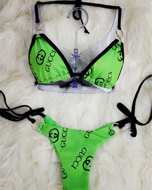 Lime Green and Black GG bikini