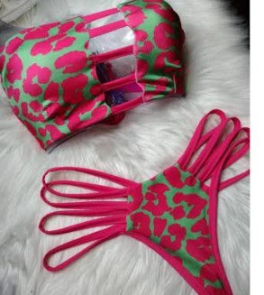 Mint Green w/ Hot Pink Leopard Print Bikini